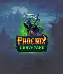 The eerie and atmospheric Phoenix Graveyard slot game interface by ELK Studios, featuring a mysterious graveyard setting. The visual highlights the slot's dynamic reel expansion mechanism, coupled with its stunning symbols and dark theme. The design reflects the game's theme of rebirth and immortality, attractive for those drawn to mythology.